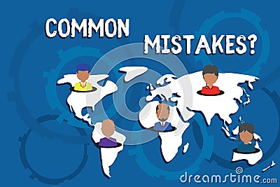 Writing note showing Common Mistakes question. Business photo showcasing repeat act or judgement misguided or wrong Stock Photo