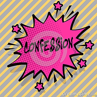 Writing note showing Confession. Business photo showcasing Admission Revelation Disclosure Divulgence Utterance Stock Photo