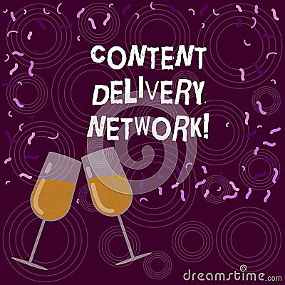 Writing note showing Content Delivery Network. Business photo showcasing Geographically dispersed network of proxy servers Filled Stock Photo