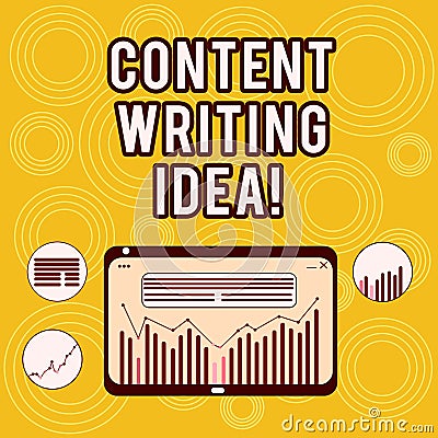 Writing note showing Content Writing Idea. Business photo showcasing Concepts on writing campaigns to promote product Digital Stock Photo