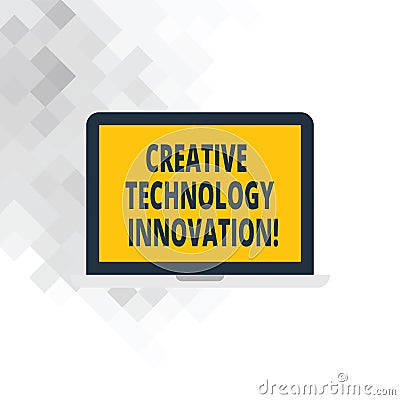 Writing note showing Creative Technology Innovation. Business photo showcasing unleashing the mind to conceive new ideas Laptop Stock Photo