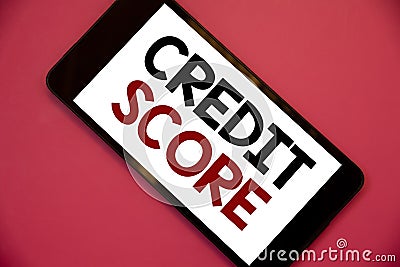 Writing note showing Credit Score. Business photos showcasing Capacity to repay a loan Creditworthiness of an individual Stock Photo