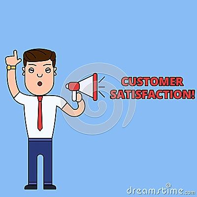 Writing note showing Customer Satisfaction. Business photo showcasing Exceed Consumer Expectation Satisfied over Stock Photo