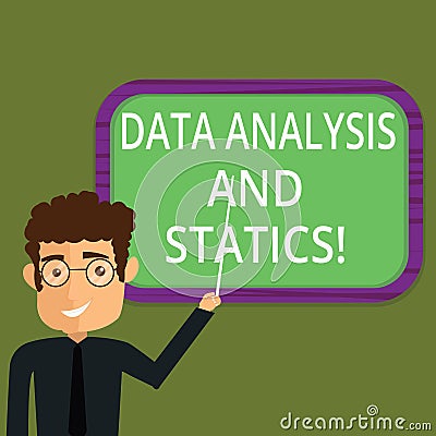 Writing note showing Data Analysis And Statics. Business photo showcasing Chart graph analytics Statistical information Stock Photo