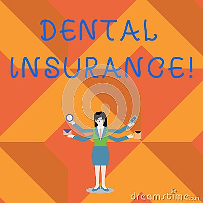 Writing note showing Dental Insurance. Business photo showcasing coverage for individuals to protect them against costs Stock Photo