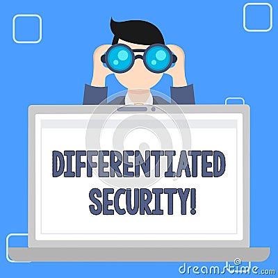 Writing note showing Differentiated Security. Business photo showcasing deploys different policies according to identity Stock Photo