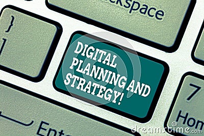 Writing note showing Digital Planning And Strategy. Business photo showcasing Marketing Analysis Business development Stock Photo