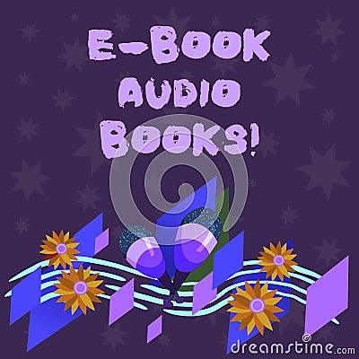 Writing note showing E Book Audio Books. Business photo showcasing recording on CD or cassette of reading novel story Stock Photo