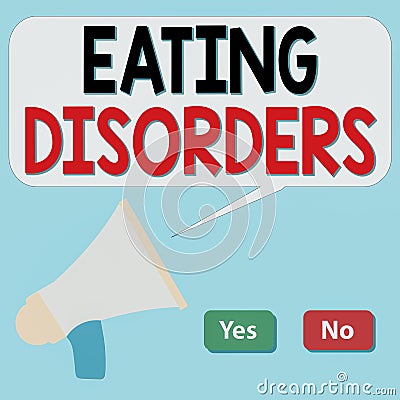 Writing note showing Eating Disorders. Business photo showcasing any of a range of psychological abnormal food habits Selection Stock Photo