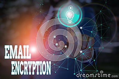 Writing note showing Email Encryption. Business photo showcasing protect the content from being read by illicit entities Stock Photo