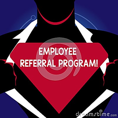 Writing note showing Employee Referral Program. Business photo showcasing internal recruitment method employed by Stock Photo