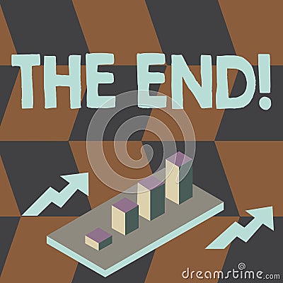 Writing note showing The End. Business photo showcasing Conclusion of time for something ending of life Clustered 3D Bar Stock Photo