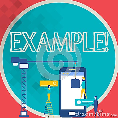 Writing note showing Example. Business photo showcasing Illustration Sample Model to follow Guide Explanation For Stock Photo
