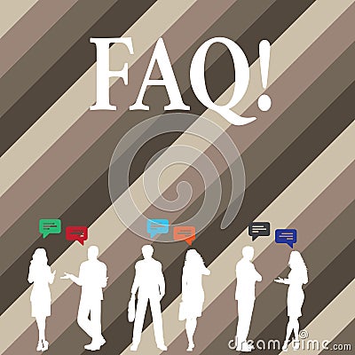 Writing note showing Faq. Business photo showcasing Frequently asked question for clearing up confusions. Stock Photo