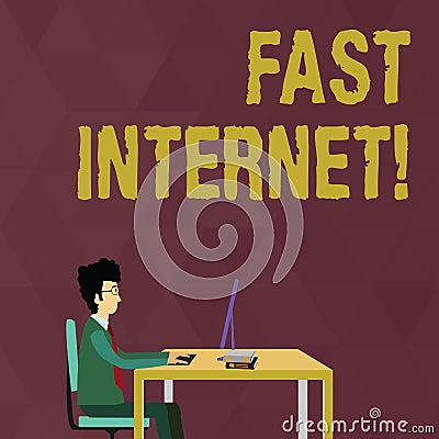 Writing note showing Fast Internet. Business photo showcasing term used for Internet service that is faster than the Stock Photo
