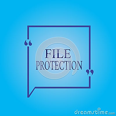Writing note showing File Protection. Business photo showcasing Preventing accidental erasing of data using storage medium Stock Photo