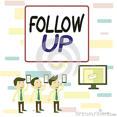 Writing note showing Follow Up. Business photo showcasing a continuation of something that has already been started SMS Email Stock Photo