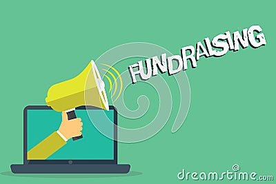 Writing note showing Fundraising. Business photo showcasing Seeking of financial support for charity cause or enterprise Stock Photo