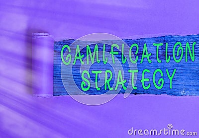 Writing note showing Gamification Strategy. Business photo showcasing use Rewards for Motivation Integrate Game Mechanics Stock Photo
