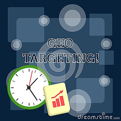 Writing note showing Geo Targeting. Business photo showcasing method of determining the geolocation of a website visitor Stock Photo