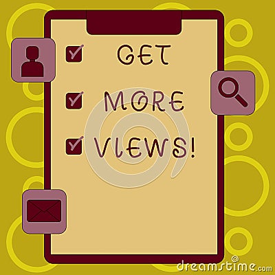 Writing note showing Get More Views. Business photo showcasing Increase web traffic optimise blog strategy analyse Stock Photo