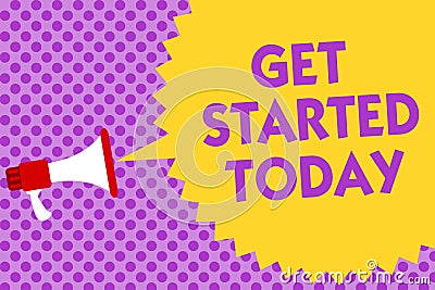 Writing note showing Get Started Today. Business photo showcasing lets do it Dont hesitate Now or never Get going No delay Multili Stock Photo