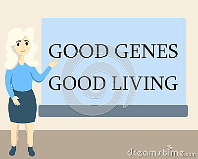 Writing note showing Good Genes Good Living. Business photo showcasing Inherited Genetic results in Longevity Healthy Life Stock Photo