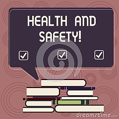 Writing note showing Health And Safety. Business photo showcasing regulation and procedures intended prevent accident Stock Photo