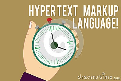 Writing note showing Hyper Text Markup Language. Business photo showcasing Standard languages for the creation of websites Hu Stock Photo