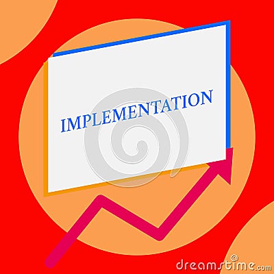 Writing note showing Implementation. Business photo showcasing The process of making something active or effective One Stock Photo