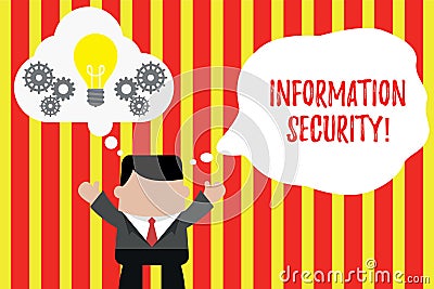 Writing note showing Information Security. Business photo showcasing INFOSEC Preventing Unauthorized Access Being Stock Photo