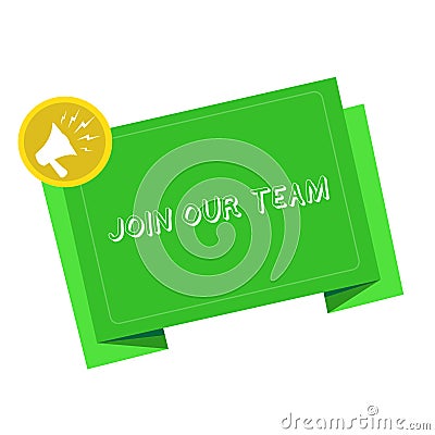 Writing note showing Join Our Team. Business photo showcasing invite someone for job interview enroll in community Stock Photo