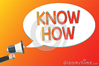 Writing note showing Know How. Business photo showcasing The process to learn of doing things you will do for the first time Megap Stock Photo