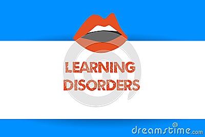 Writing note showing Learning Disorders. Business photo showcasing inadequate development of specific academic skills Stock Photo