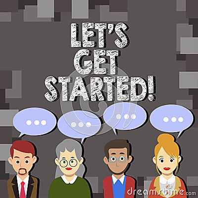 Writing note showing Let S Get Started. Business photo showcasing beginning time motivational quote Inspiration Stock Photo