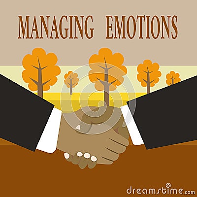 Writing note showing Managing Emotions. Business photo showcasing Controlling feelings in oneself Maintain composure Stock Photo