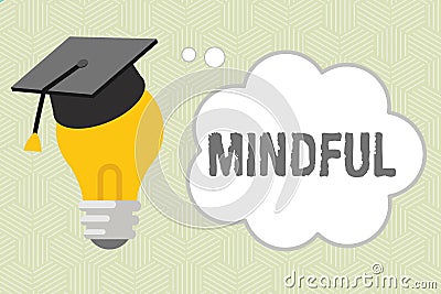 Writing note showing Mindful. Business photo showcasing Conscious Aware of something Inclined Willing to do Meditation Stock Photo