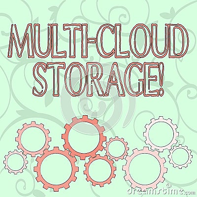 Writing note showing Multi Cloud Storage. Business photo showcasing use of multiple cloud computing and storage services Stock Photo