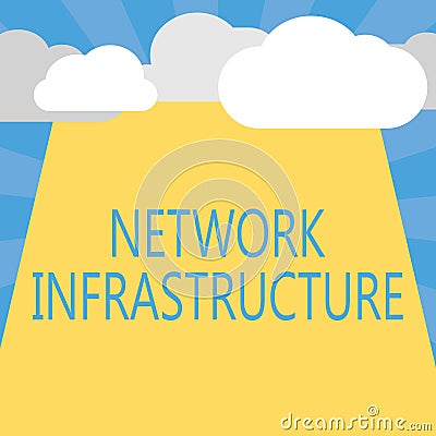 Writing note showing Network Infrastructure. Business photo showcasing Hardware and Software resources In and Out Stock Photo