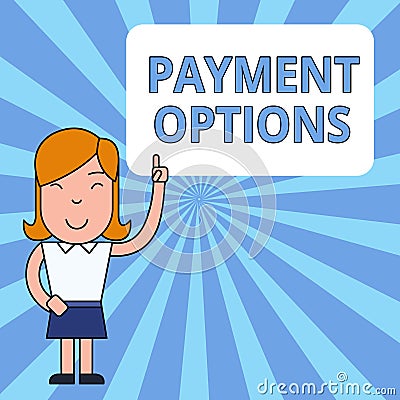 Writing note showing Payment Options. Business photo showcasing The way of chosen to compensate the seller of a service Stock Photo