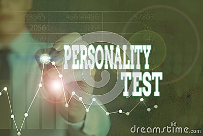 Writing note showing Personality Test. Business photo showcasing A method of assessing huanalysis demonstratingality Stock Photo