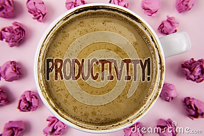 Writing note showing Productivity Motivational Call. Business photo showcasing Effective work Great perfomance Success focus writ Stock Photo