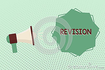 Writing note showing Revision. Business photo showcasing revised edition or form something action of revising correction Stock Photo