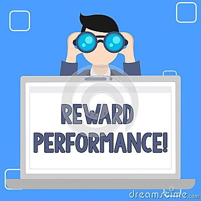 Writing note showing Reward Perforanalysisce. Business photo showcasing something given in return for good done or Stock Photo