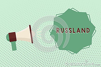 Writing note showing Russland. Business photo showcasing former empire of eastern Europe and northern Asia Slavic Stock Photo