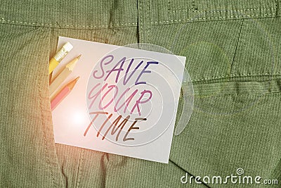 Writing note showing Save Your Time. Business photo showcasing Finding ways to finished the job quick Automation End Stock Photo