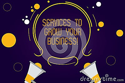 Writing note showing Services To Grow Your Business. Business photo showcasing Great high quality assistance for companies Two Stock Photo