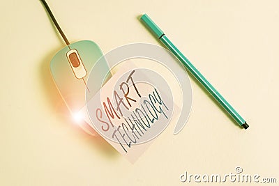 Writing note showing Smart Technology. Business photo showcasing used to protect and prevent errors in hard drives Empty Stock Photo