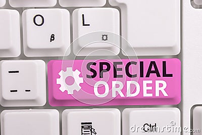 Writing note showing Special Order. Business photo showcasing Specific Item Requested a Routine Memo by Military Stock Photo