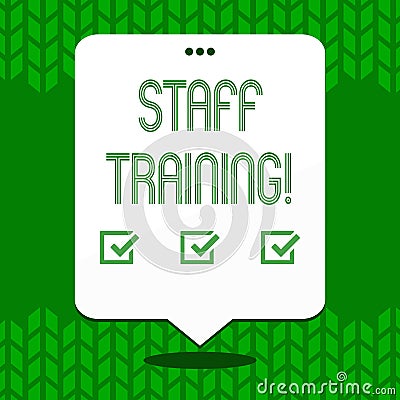 Writing note showing Staff Training. Business photo showcasing Teaching Teamwork new things Employee Education Stock Photo